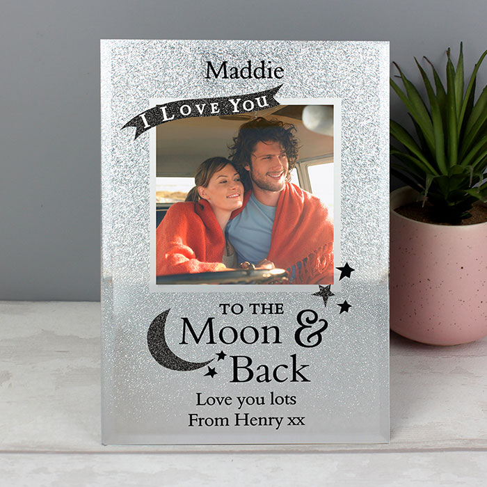 Personalised To the Moon and Back Glitter Glass Photo Frame