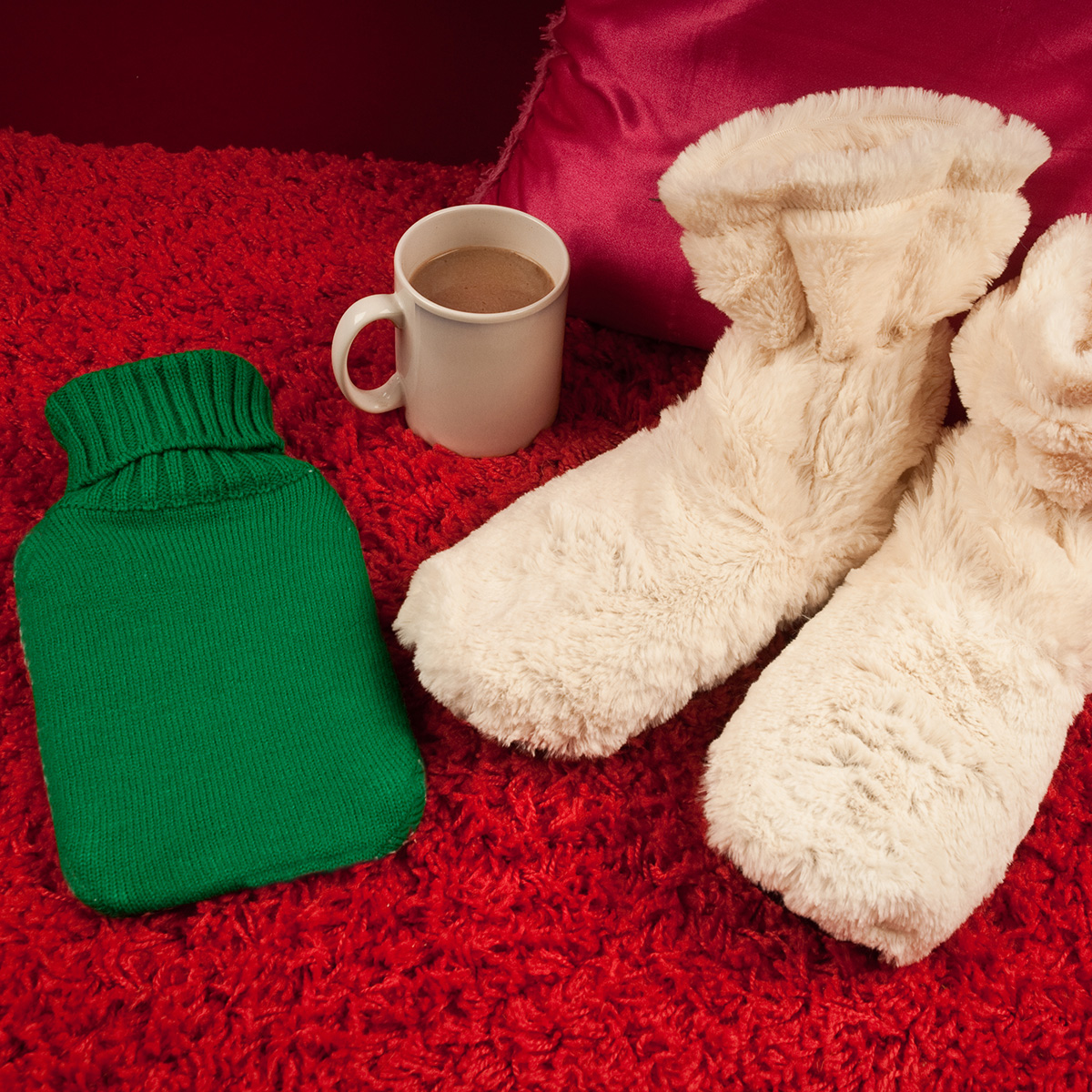 Cozy Boots Cream Microwavable Slipper Boots