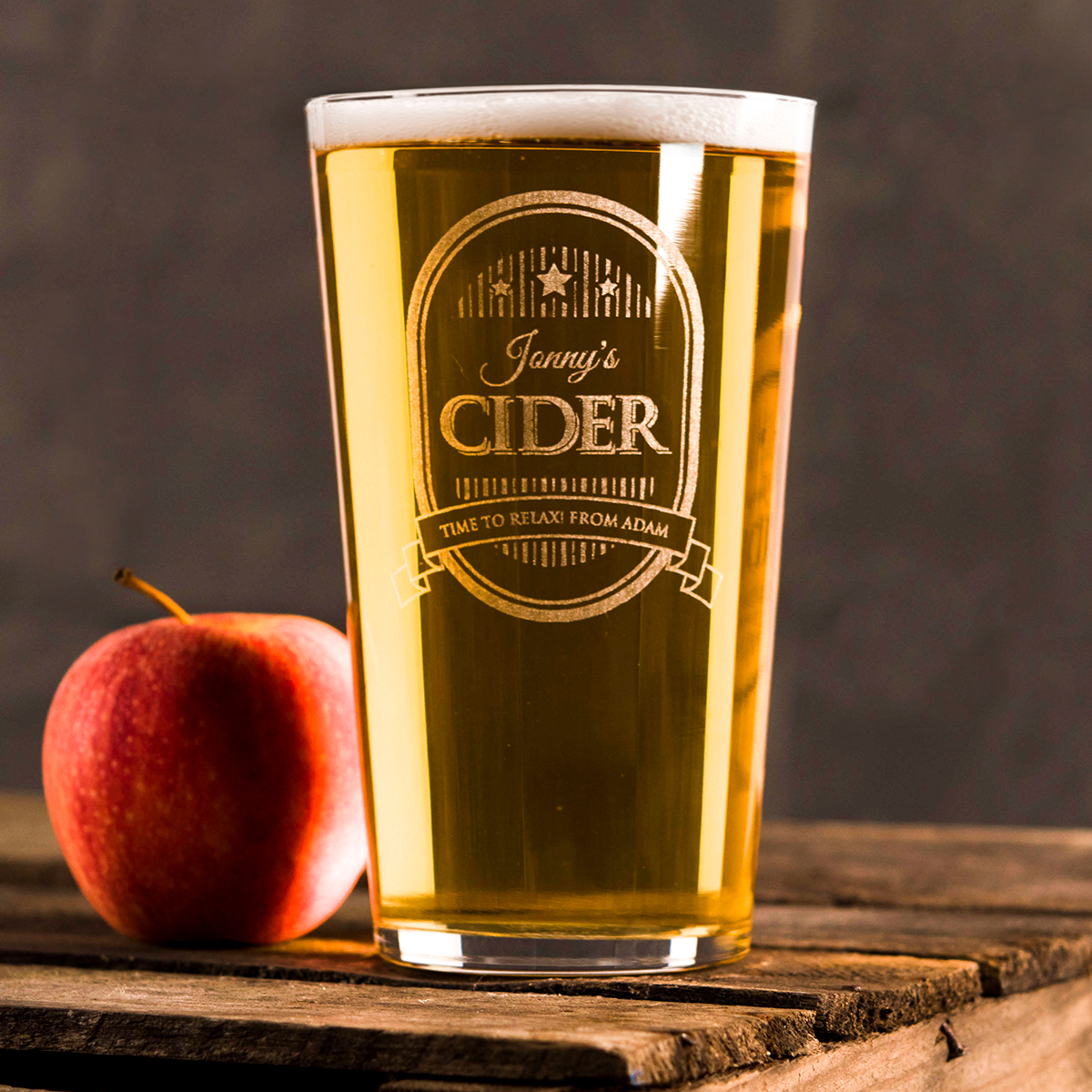 Personalised Pint Glass - Cider Stars