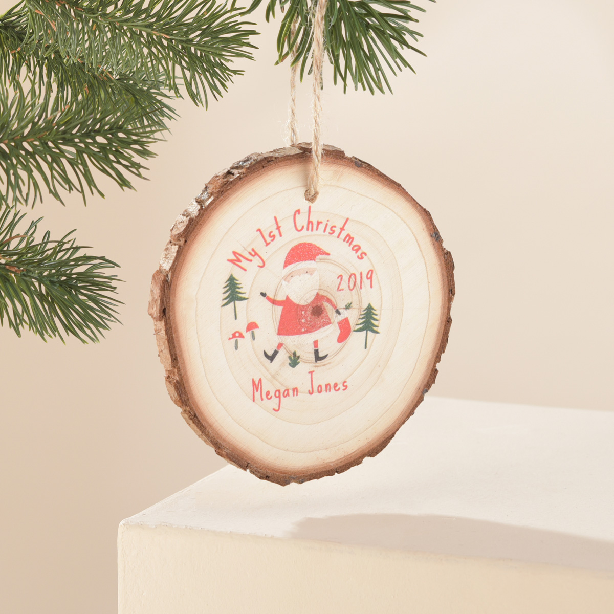 Personalised Hanging Wooden Decoration - My First Christmas
