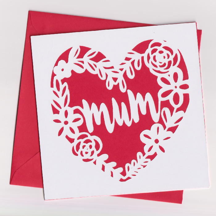 Papercut Mother's Day Card - Wreath Heart