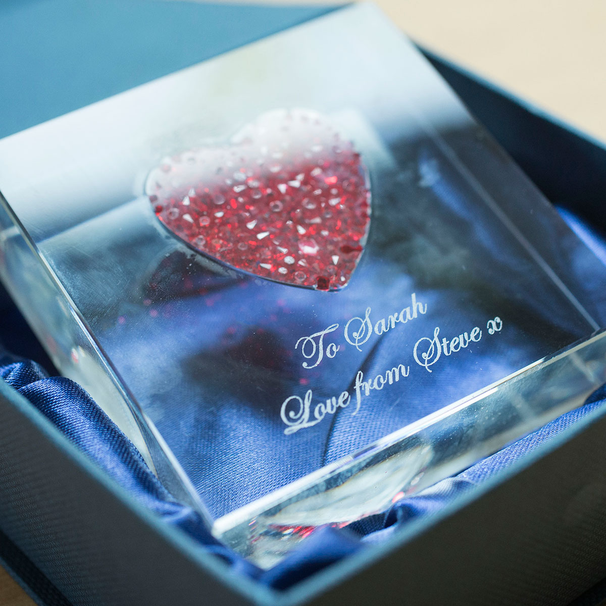 Personalised Paperweight - Diamante Red Heart