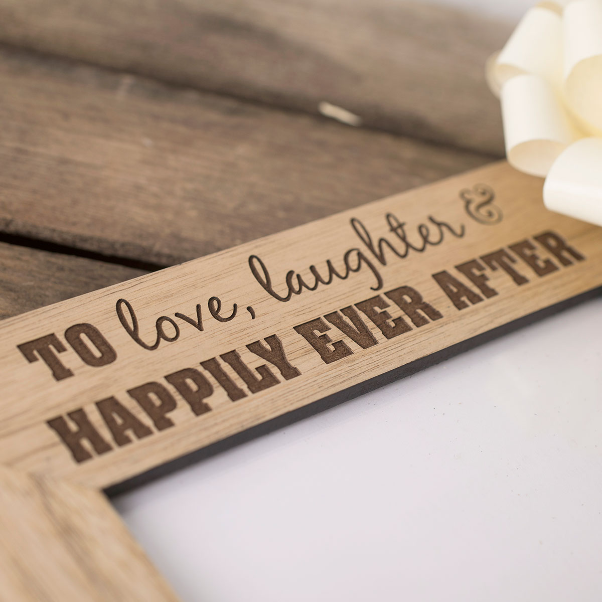 Personalised Wooden Photo Frame - Happily Ever After