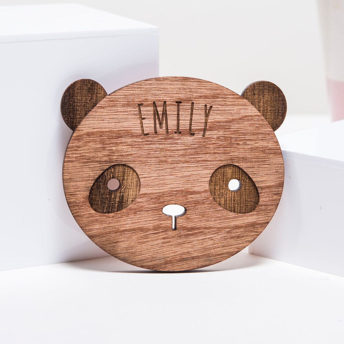 Personalised Wooden Cutout Coaster - Panda