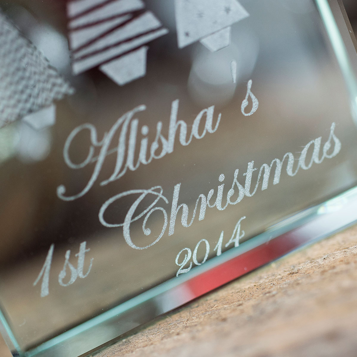 Personalised Glass Token - Christmas Trees