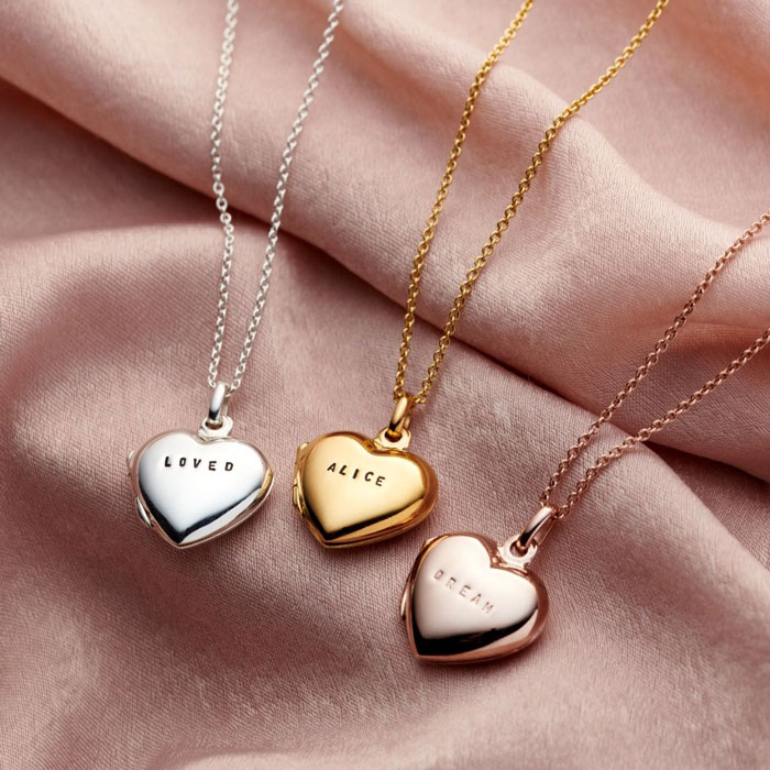 Posh Totty Designs Small Personalised Heart Locket Necklace