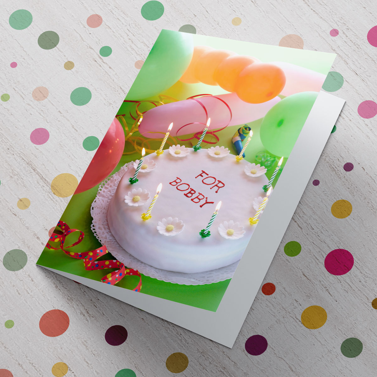 Personalised Card - Birthday Cake & Balloons