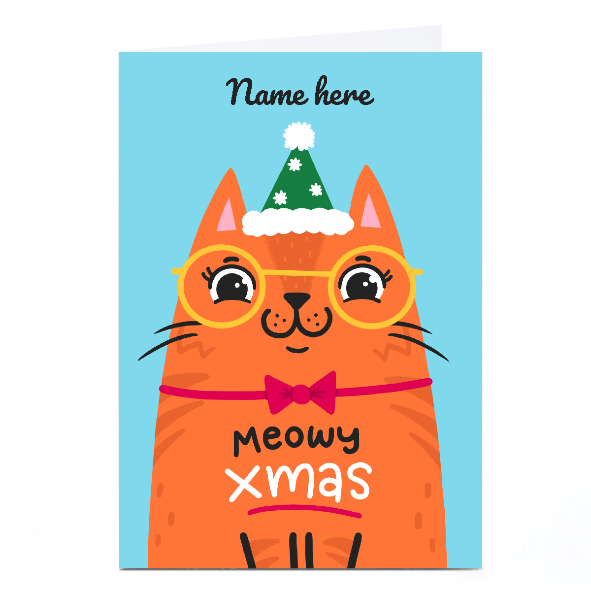 Personalised Blue Kiwi Christmas Card - Ginger Meowy Christmas