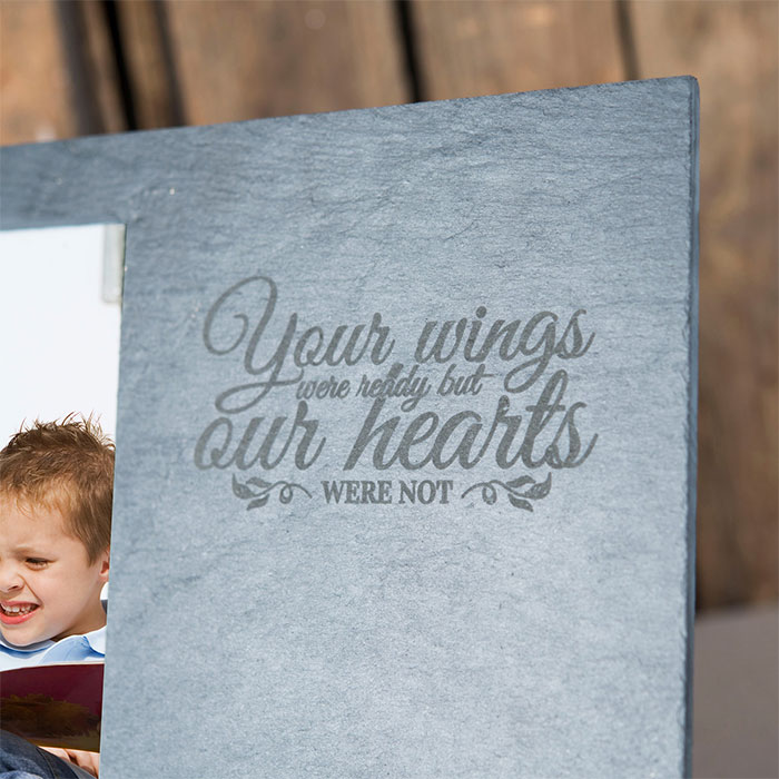 Engraved Slate Chalkboard Photo Frame - Your Wings