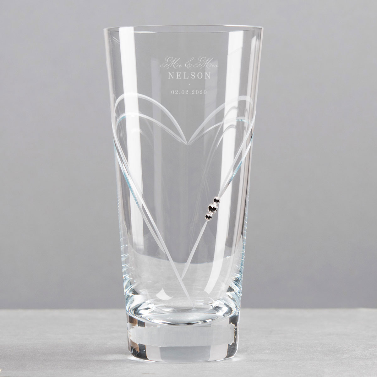 Engraved Swarovski Elements Glass Vase - Vintage Blossom Couple