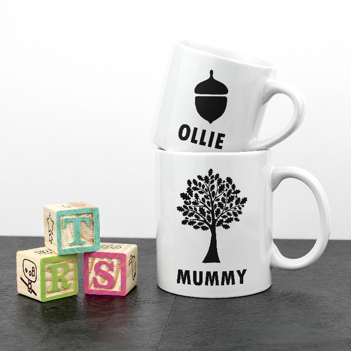 Personalised Set of 2 Acorn Mugs
