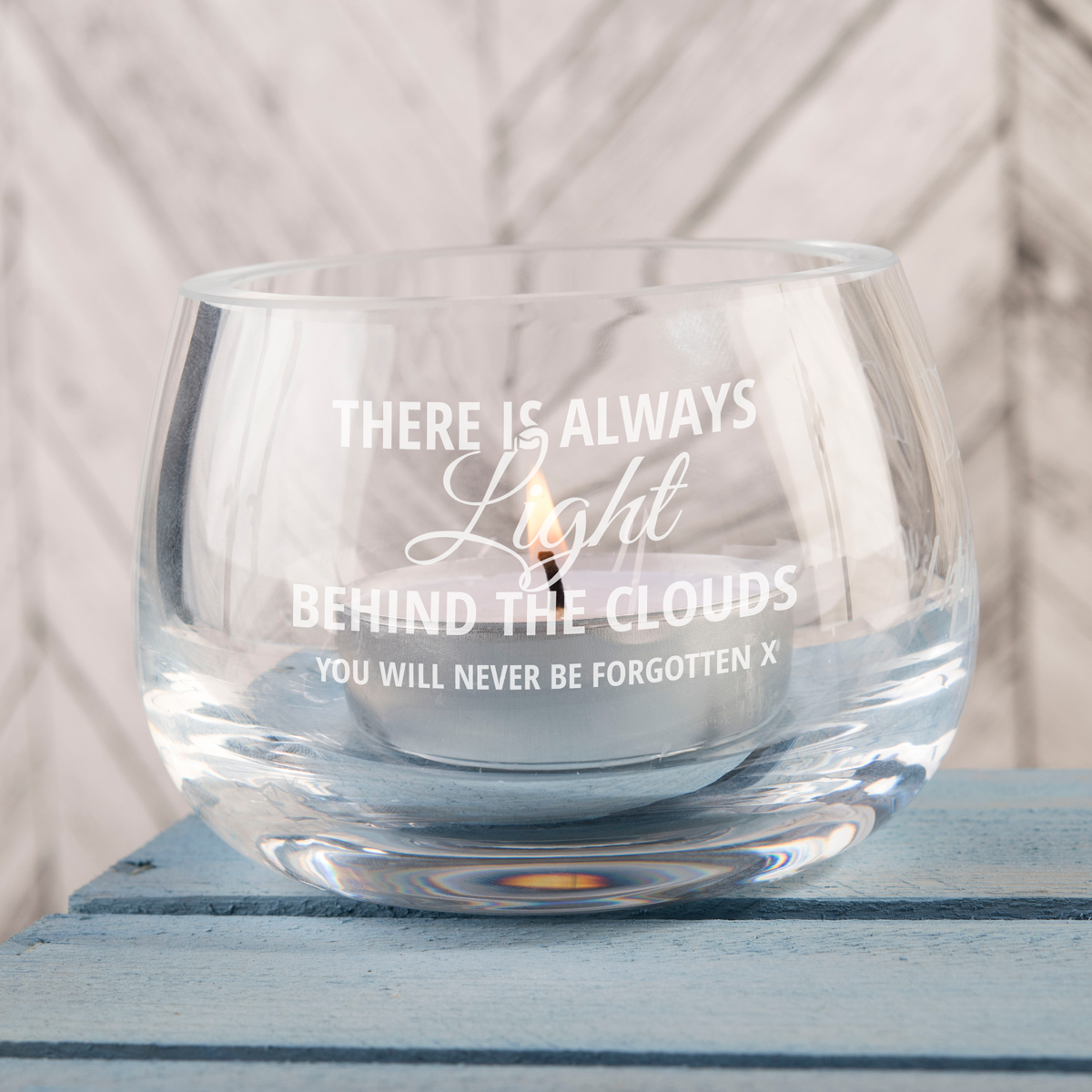 Personalised Glass Candle Holder - There Is Always Light