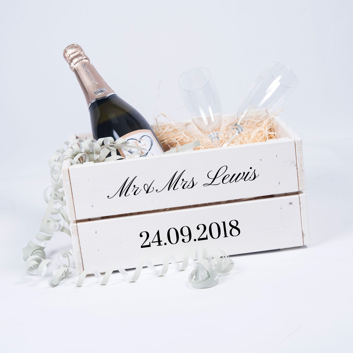 Personalised Small Wooden Crate - Wedding
