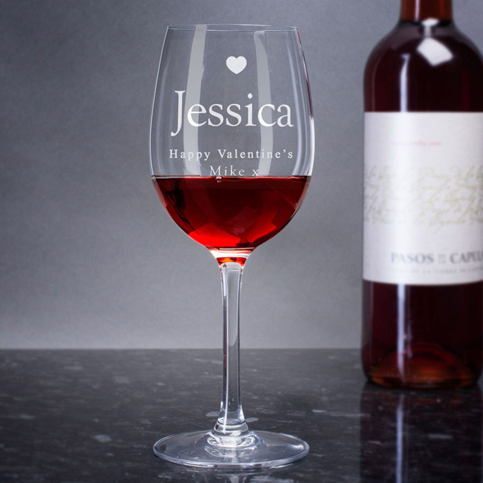 Personalised Wine Glass - Valentine's Day Love Heart