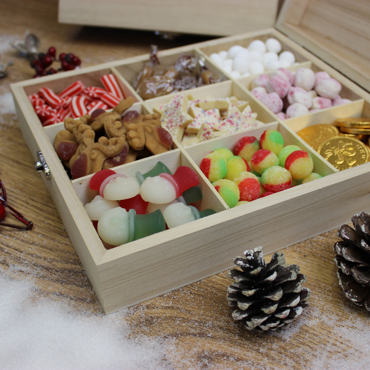 Personalised Wooden Sweet Box - Christmas Collection