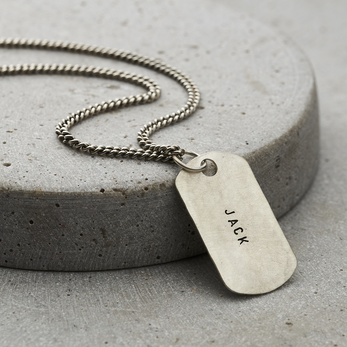 Personalised Posh Totty Designs Men's Dog Tag - Brushed Silver