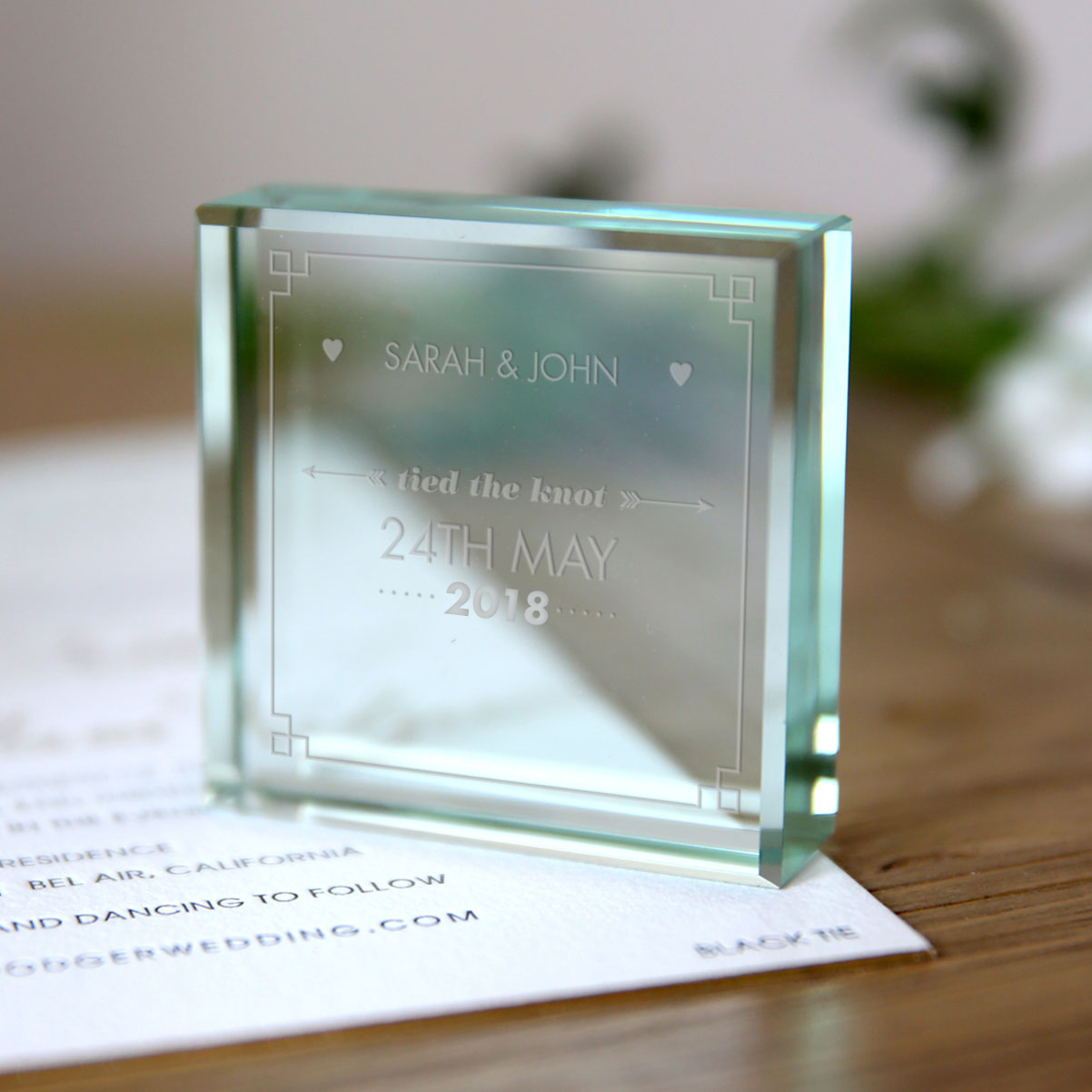 Personalised Glass Token - Tied The Knot