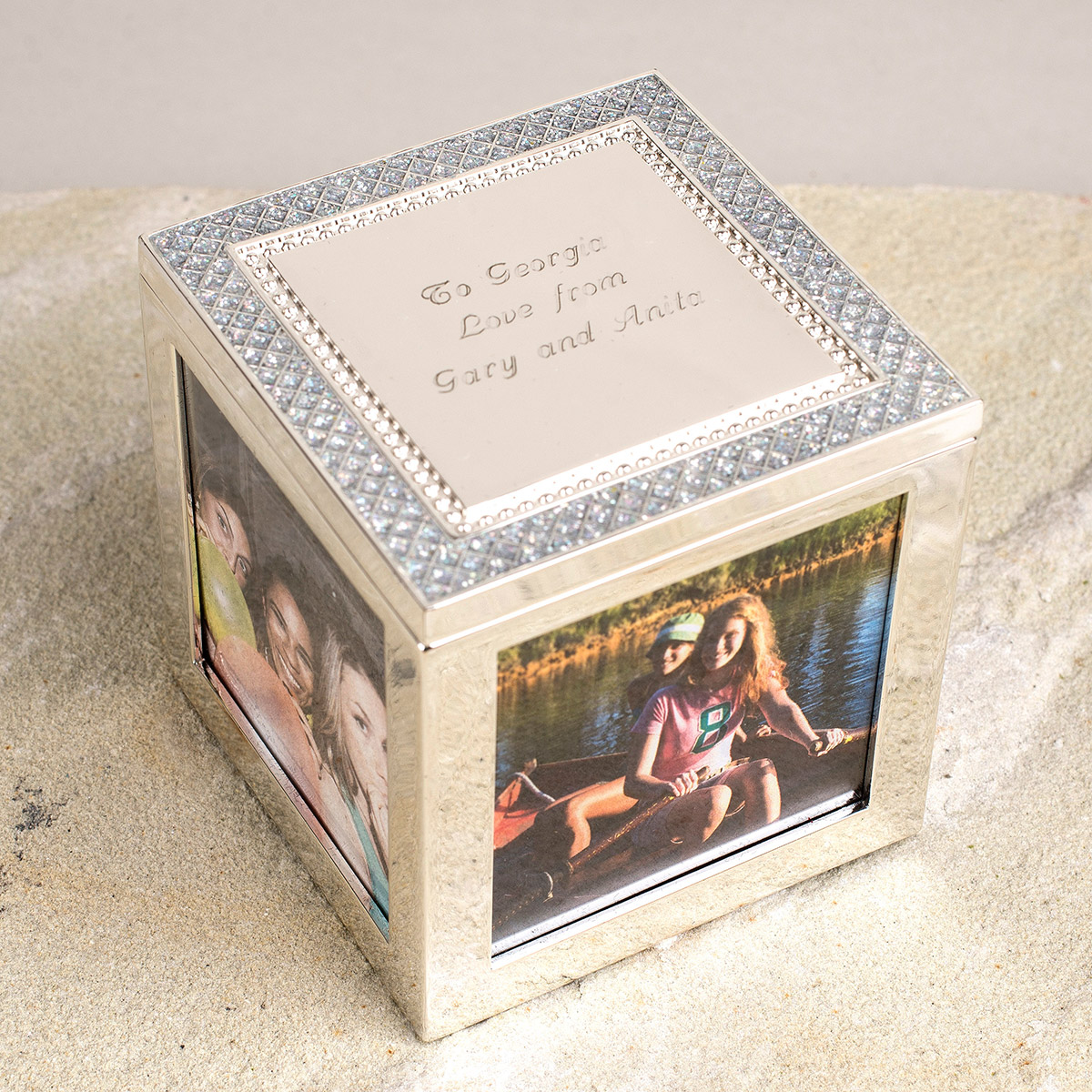 Personalised Glitter Cube Framed Trinket Box