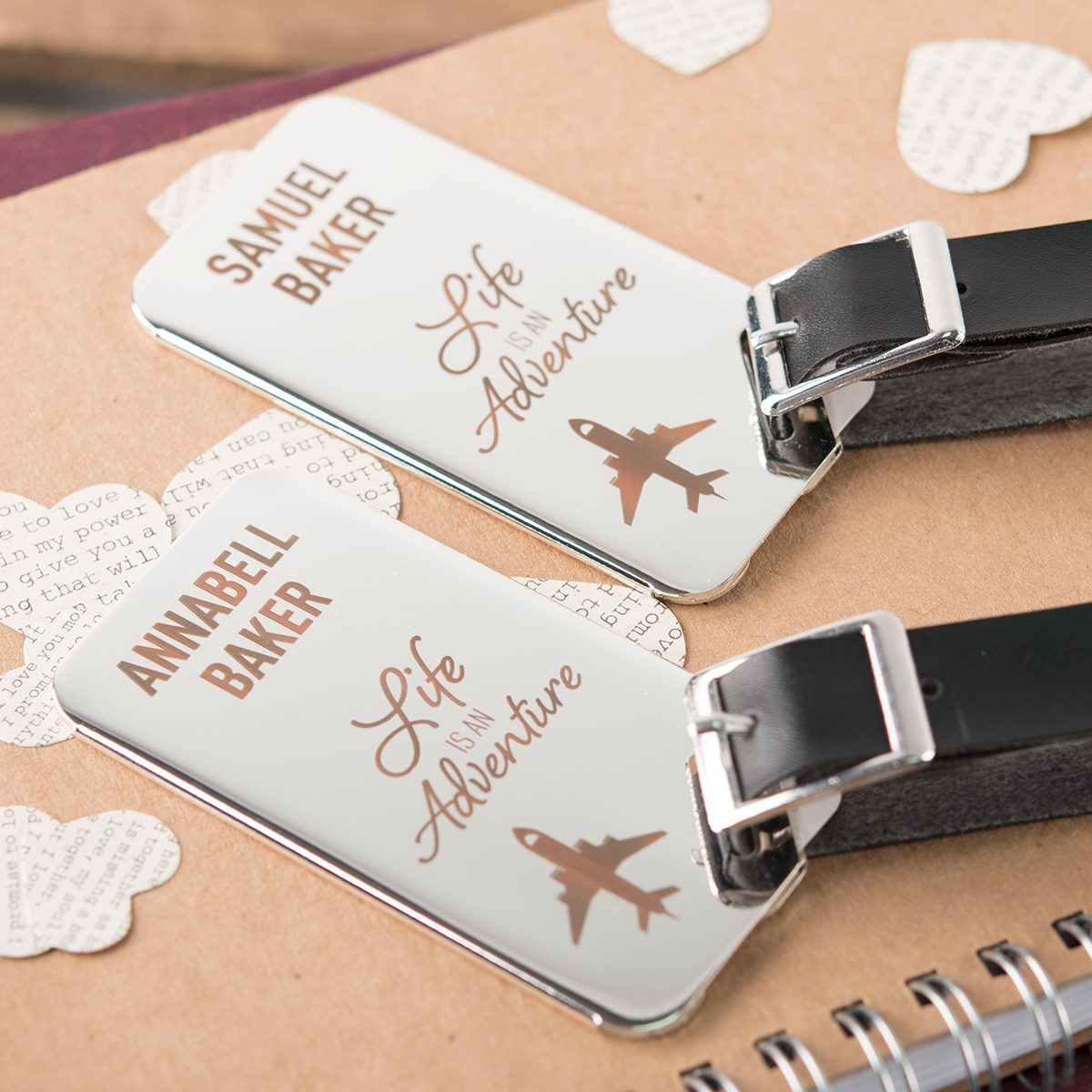 Personalised Stainless Steel Luggage Tags - Life Is An Adventure