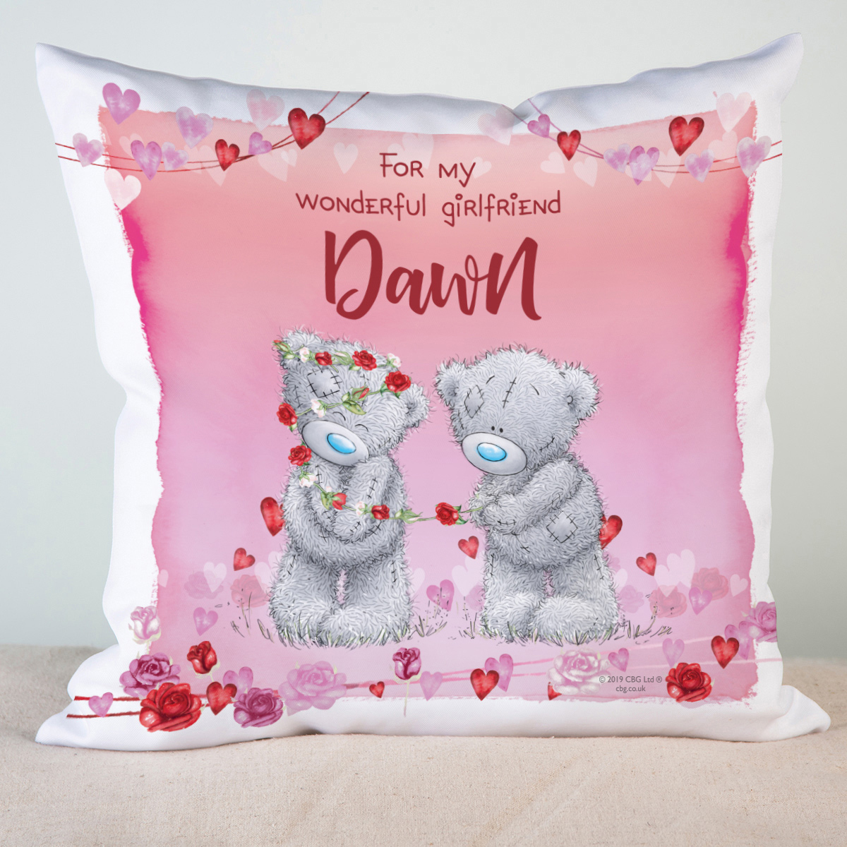 Personalised Me To You Cushion - Hearts, Message & Name