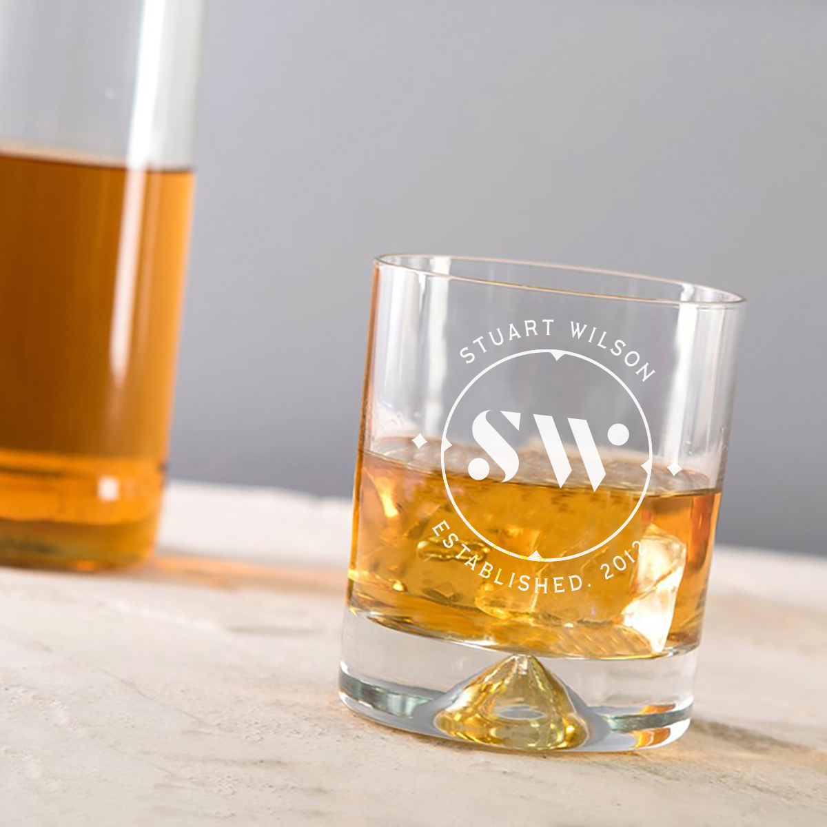 Engraved Stern Whisky Glass - Circle Initials