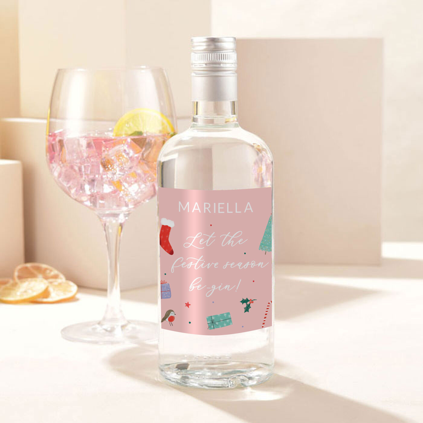 Personalised Christmas Gin - Let The Festive Season Be-Gin!