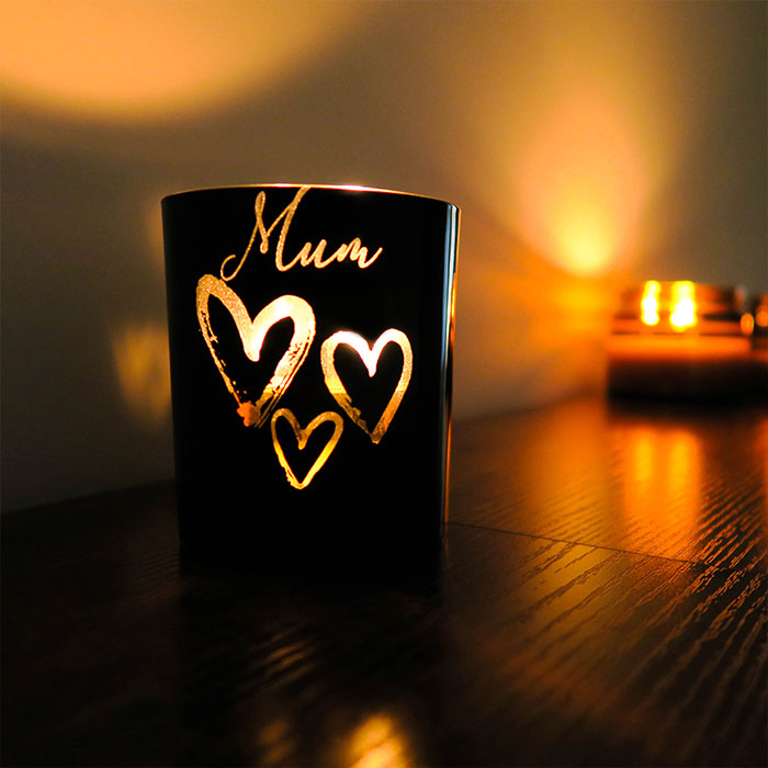 Personalised Scented Glow Candle - Three Hearts