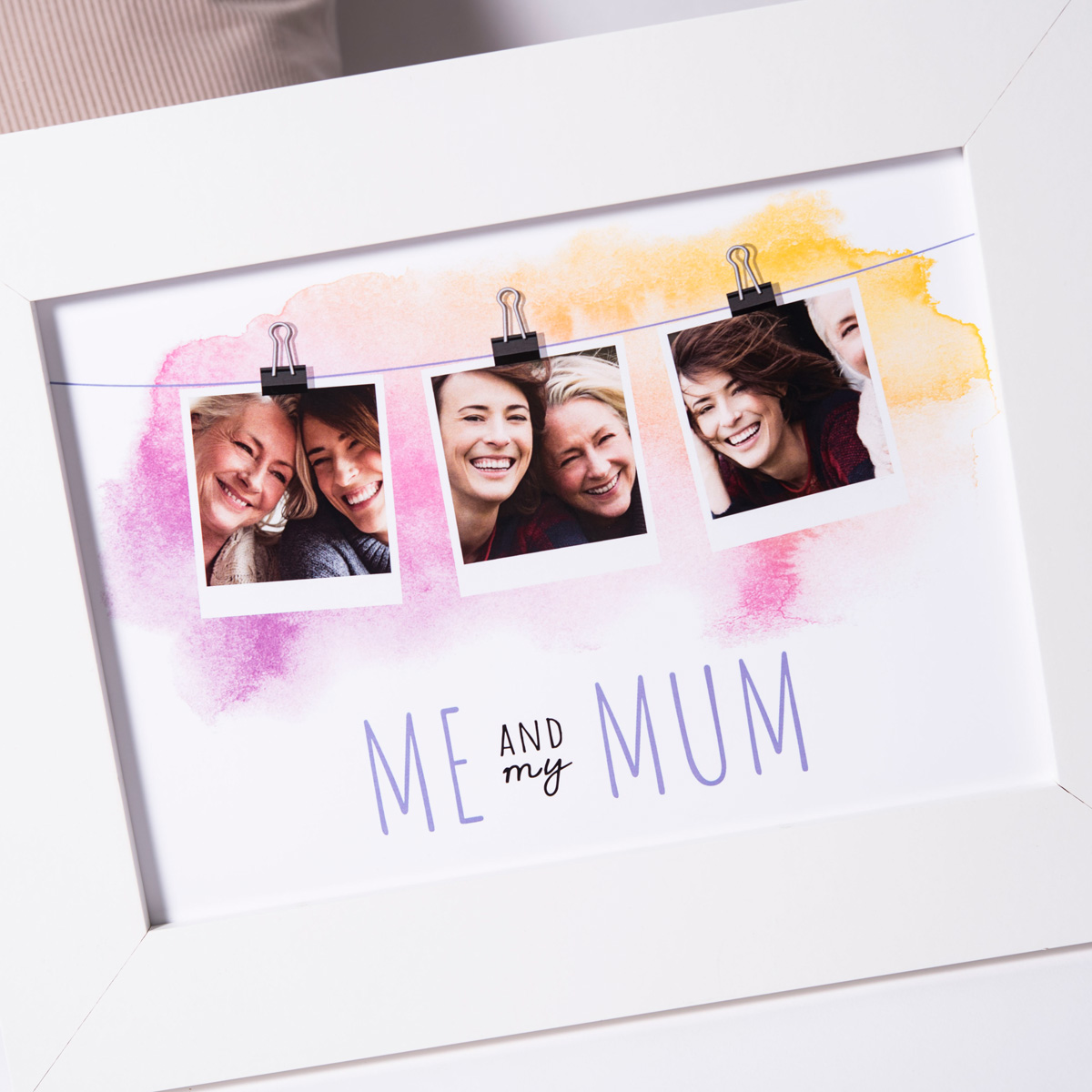 Photo Upload Framed Print - Watercolour Me & My Mum