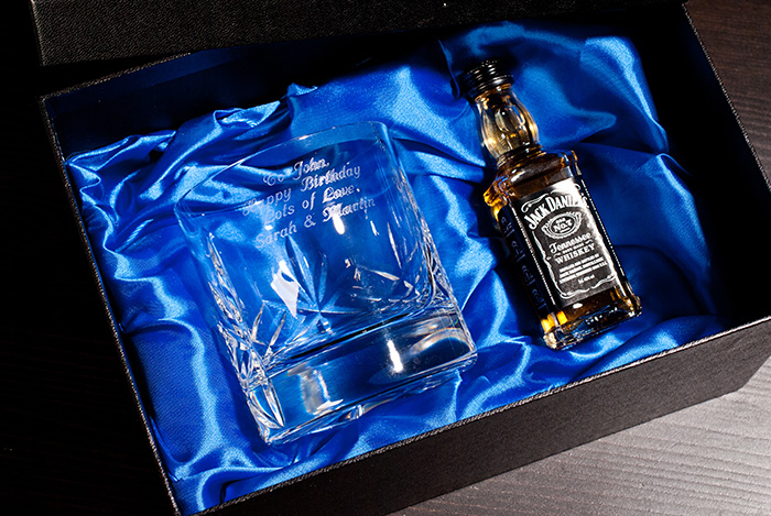 Engraved Crystal Whisky Tumbler & Jack Daniels Gift Set