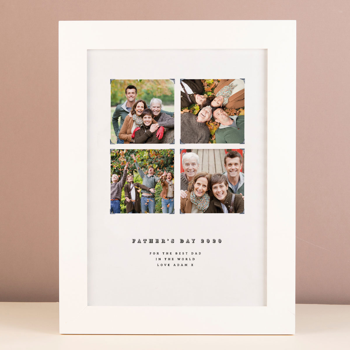 4 Photo Upload Framed Print - Happy Father's Day
