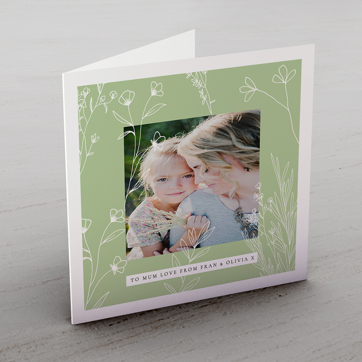 Photo Upload Card - Green Floral