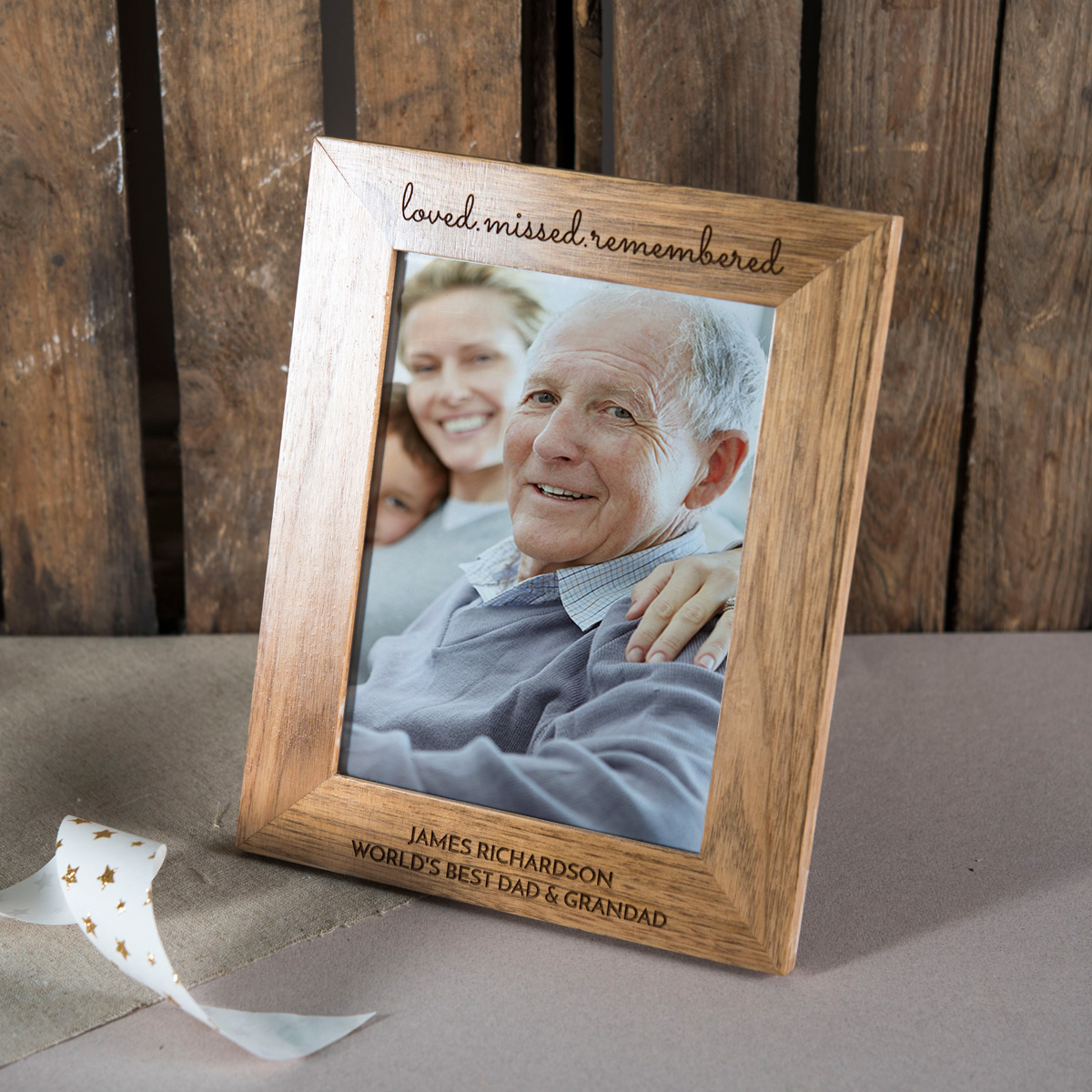 Personalised Wooden Photo Frame - Remembered