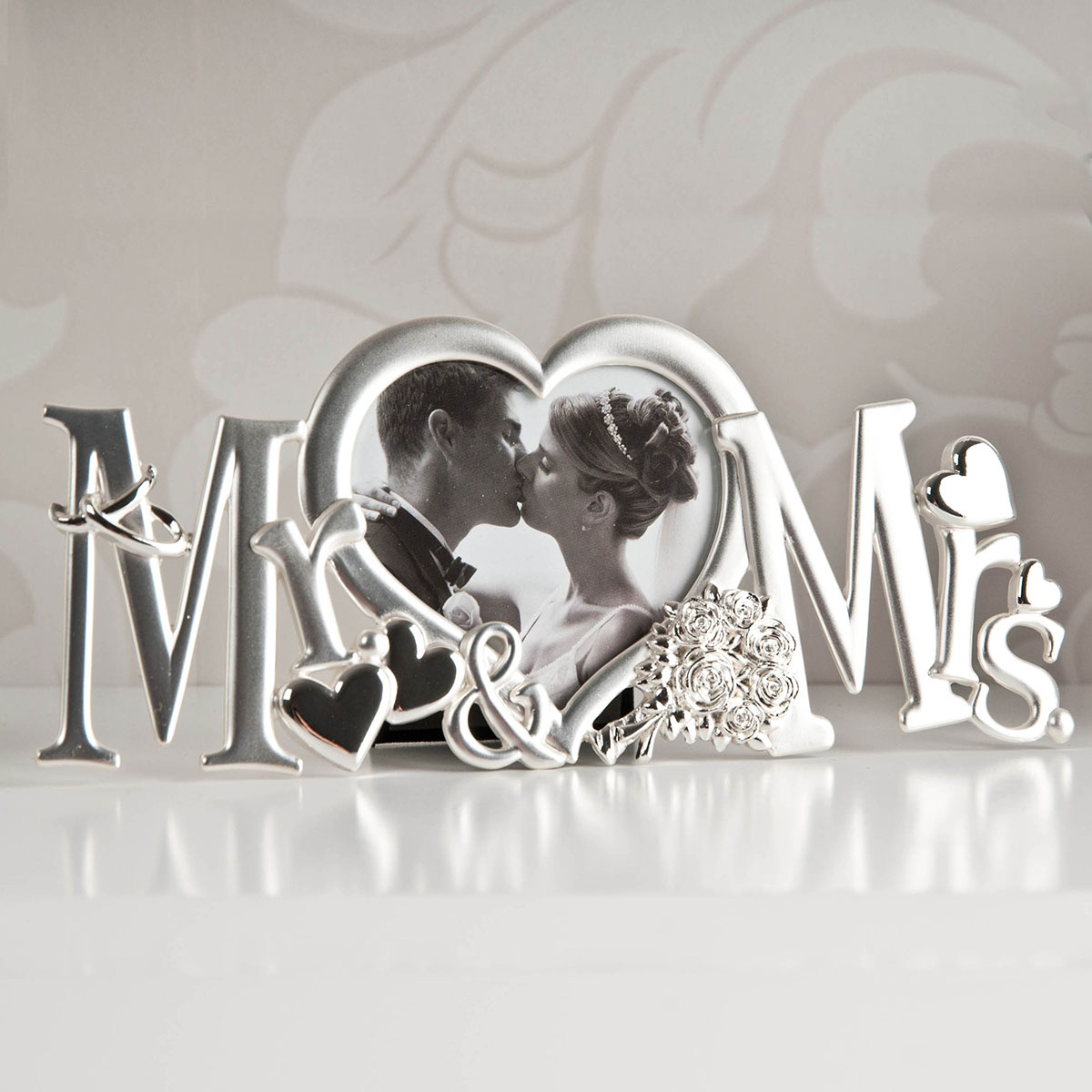 Mr & Mrs Heart Shaped Photo Frame