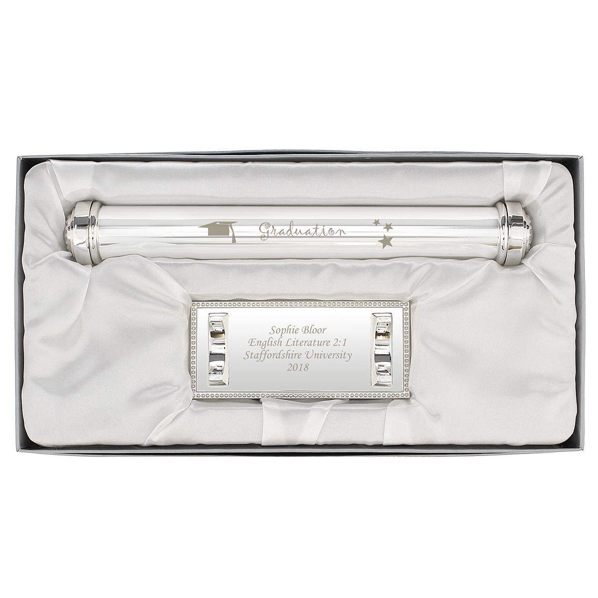 Personalised Silver-Plated Certificate Holder - Graduation