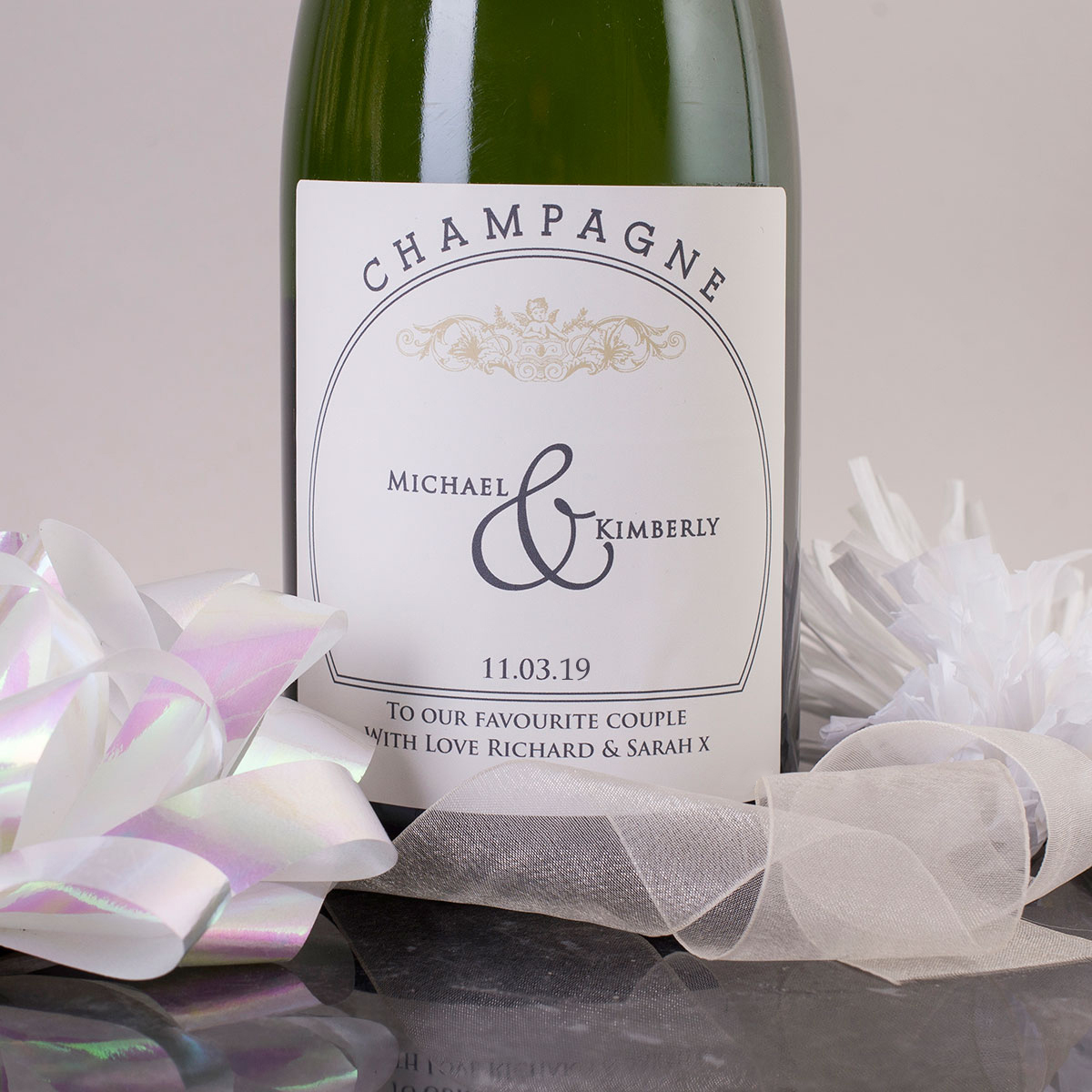 Luxury Personalised Champagne - Couple's Names Cream