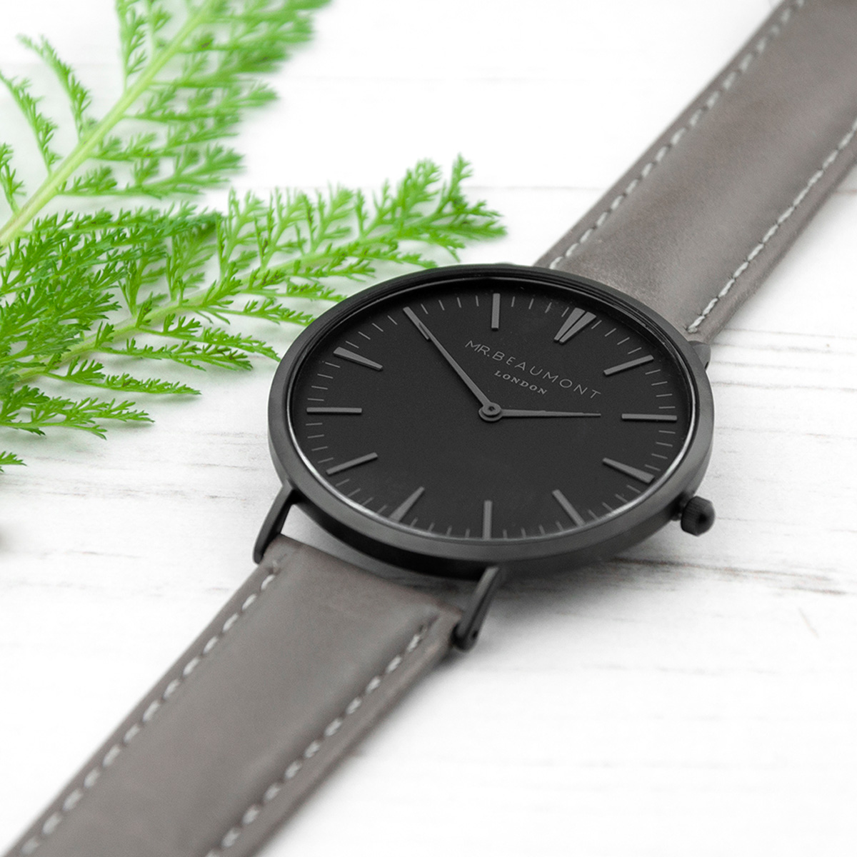 Personalised Men's Watch With Black Face In Ash