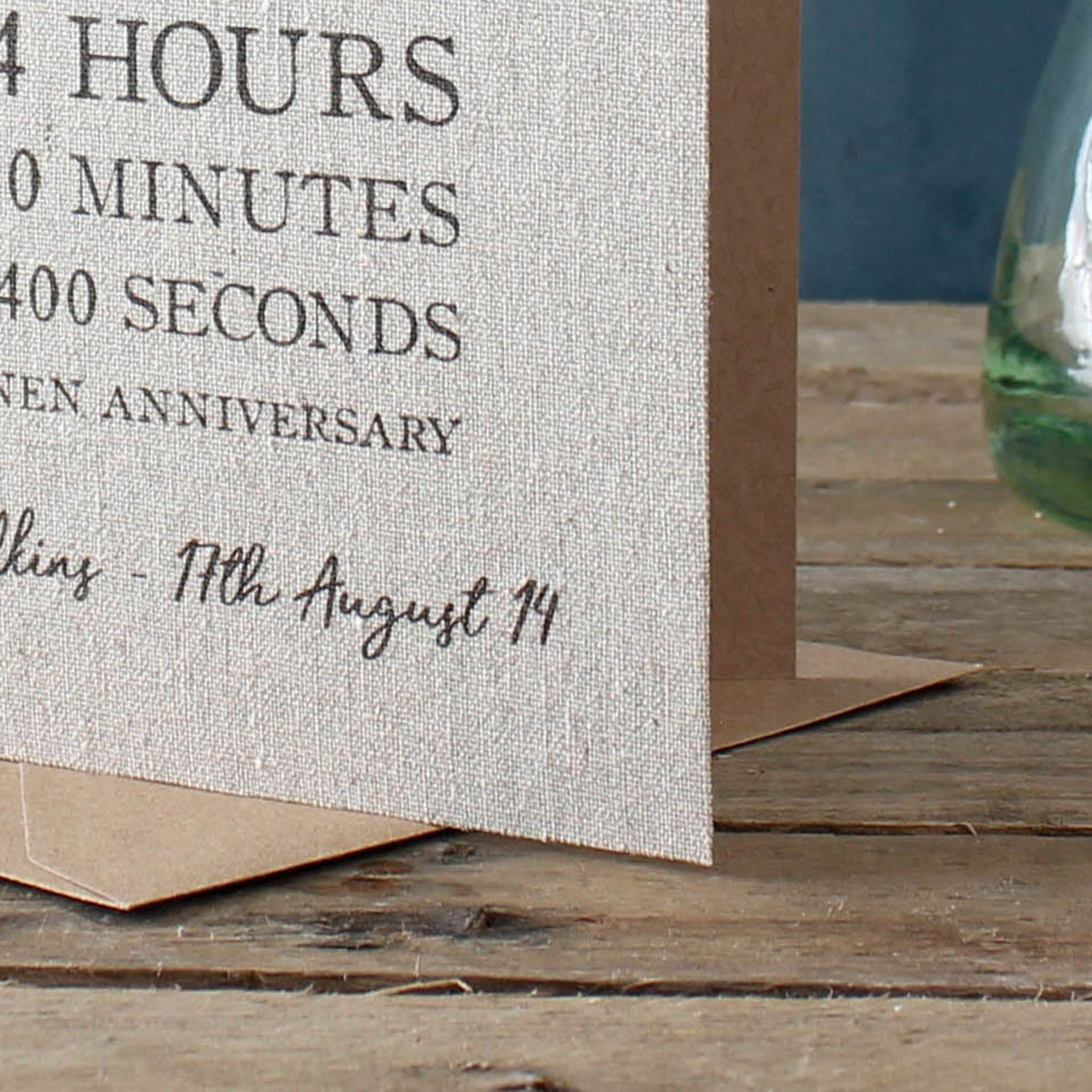Personalised Time Card - Linen 4th Anniversary