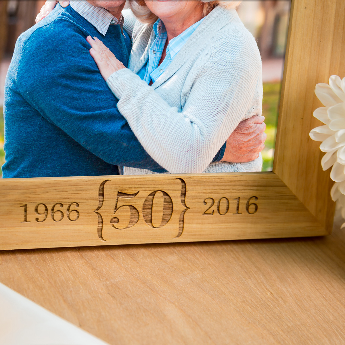 Personalised Wooden Photo Frame - 50th Anniversary