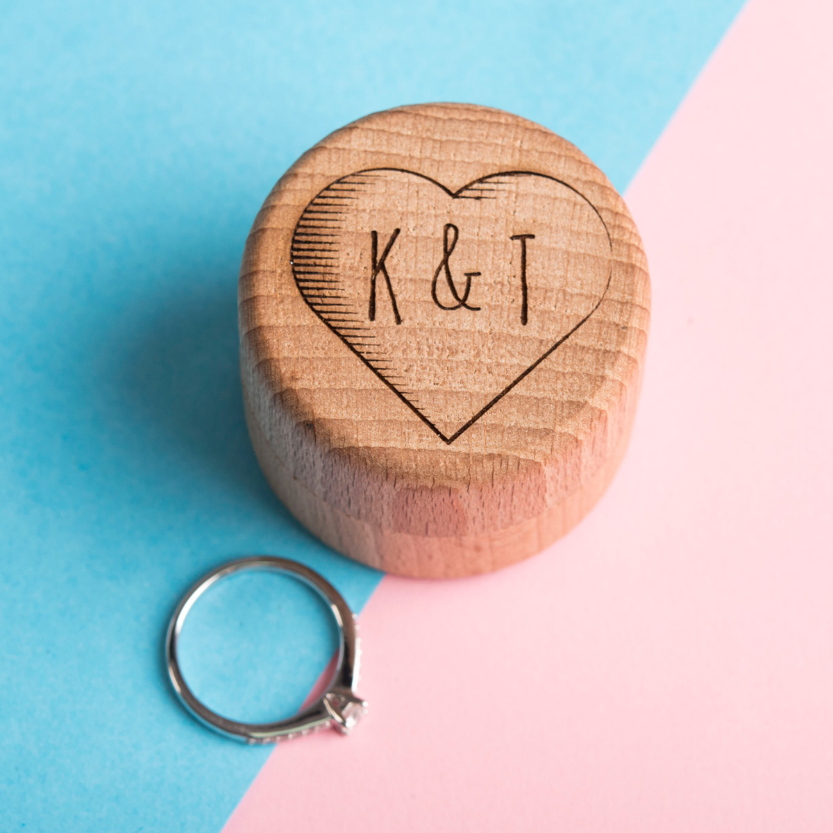 Personalised Wooden Heart Ring Holder