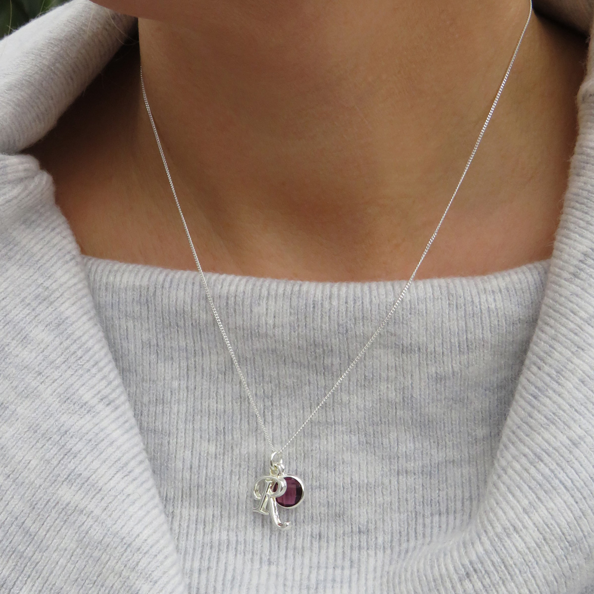 Personalised Initial Birthstone Necklace