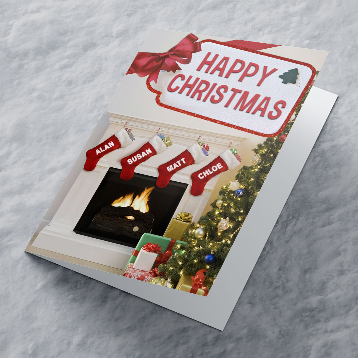 Personalised Christmas Card - Family Fireplace