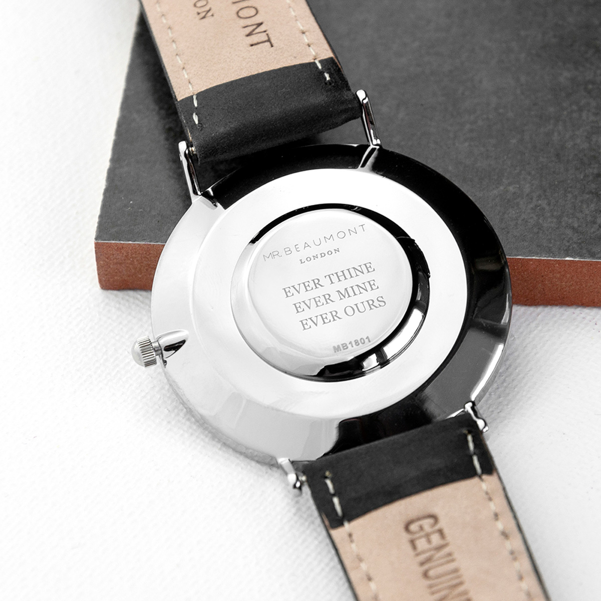 Personalised Men's Modern-Vintage Leather Watch In Black