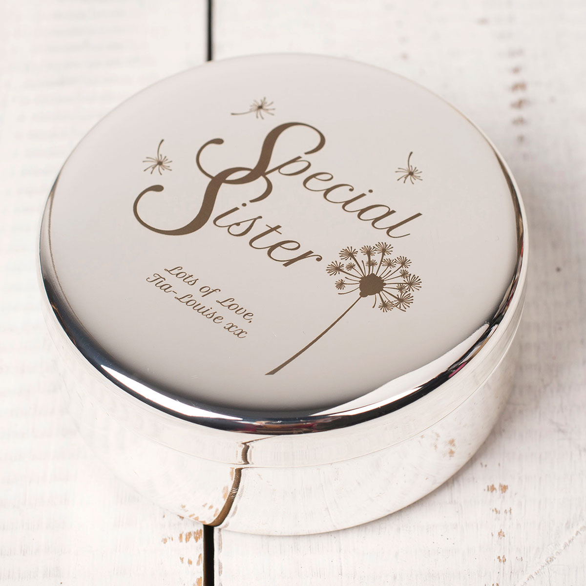 Engraved Circular Trinket Box - Special Sister