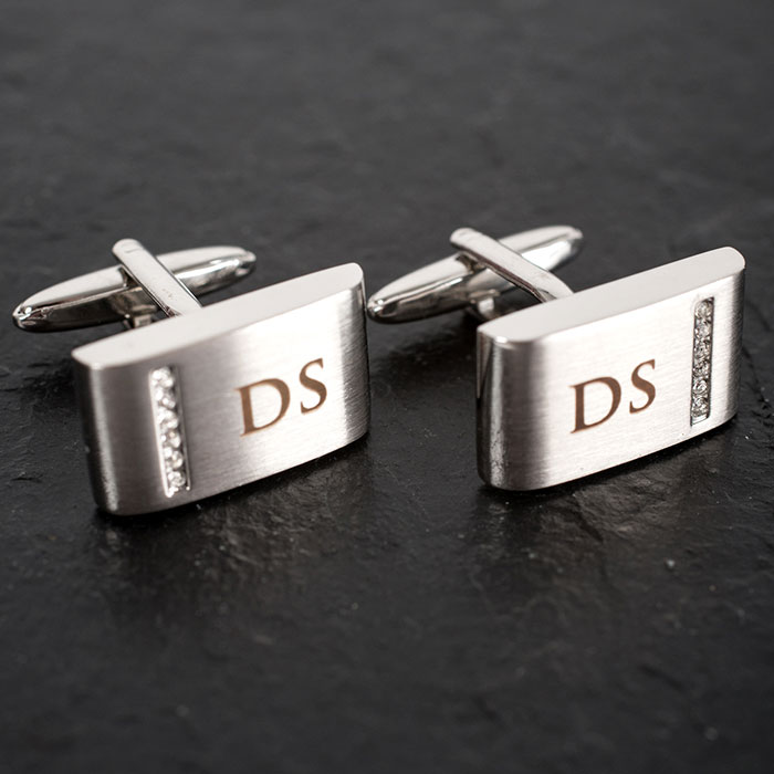 Personalised Cufflinks with Crystal Detail