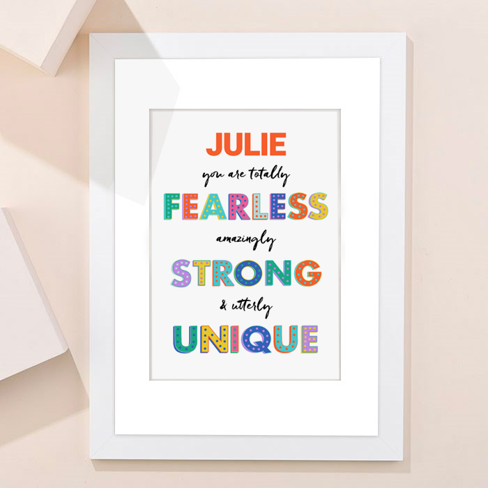 Personalised Fearless Strong Unique Portrait Print