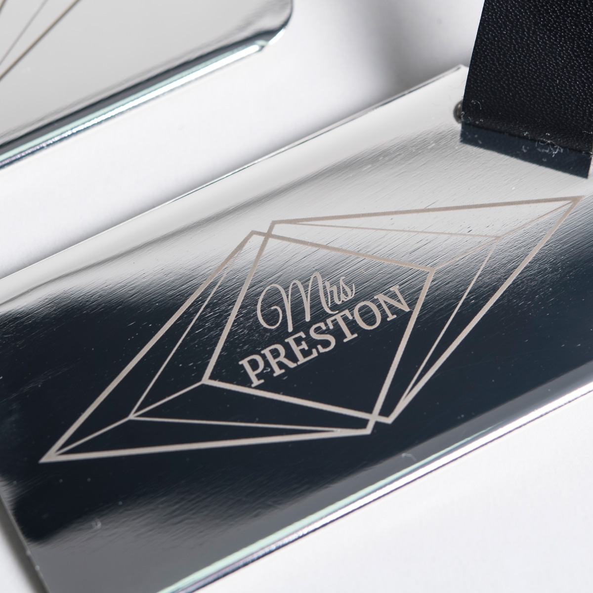 Personalised Stainless Steel Luggage Tags - Geometric Diamonds Mr & Mrs