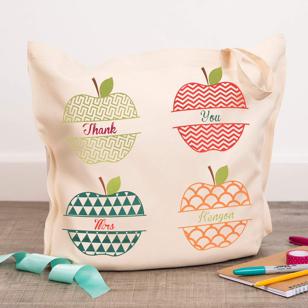 Personalised Tote Bag - Teacher Apples