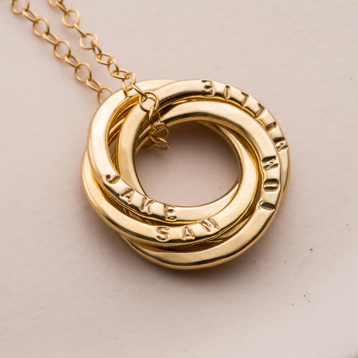 Personalised Four Ring Russian Ring Necklace