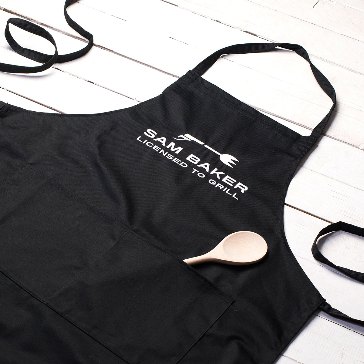 Personalised Black Apron - Licensed To Grill