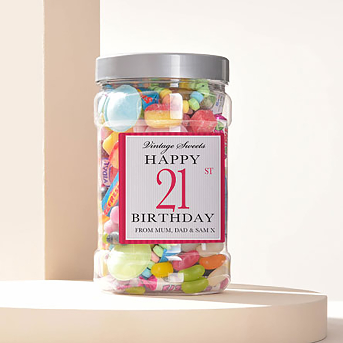 Personalised Retro Sweet Jar - Happy 21st Birthday